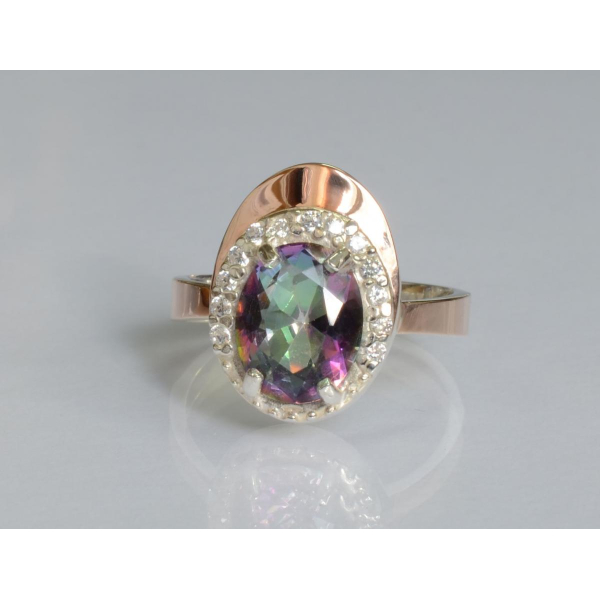 Серебряное кольцо с золотыми вставками (180к)