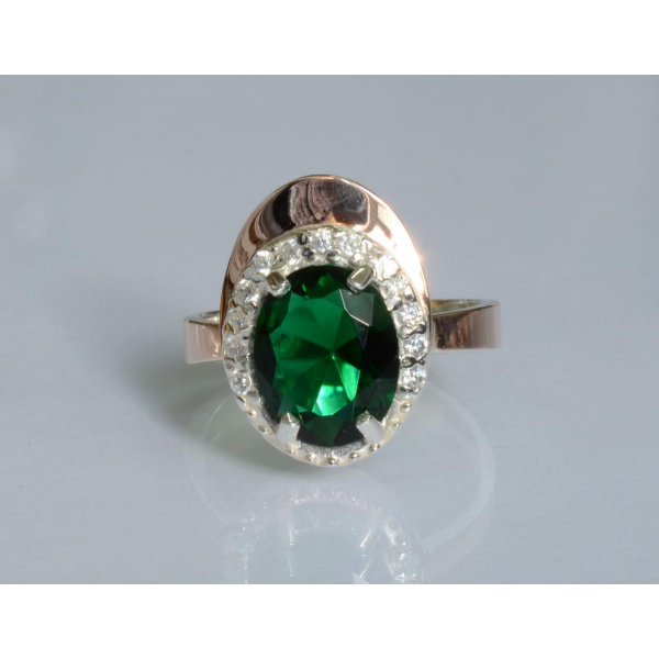 Серебряное кольцо с золотыми вставками (180к)