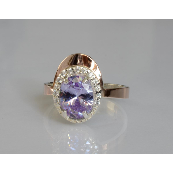 Серебряное кольцо с золотыми вставками (180к)