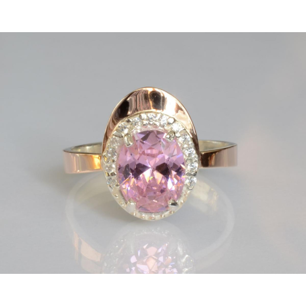 Серебряное кольцо с золотыми вставками (180к)