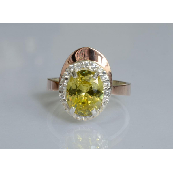 Серебряное кольцо с золотыми вставками (180к)