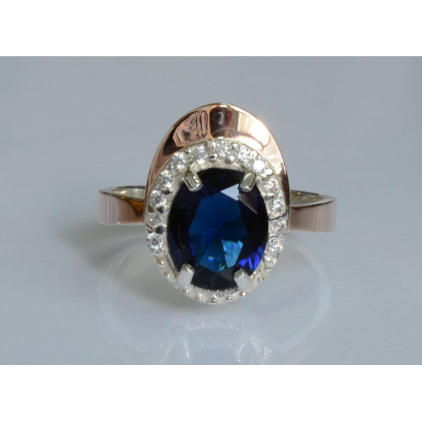 Серебряное кольцо с золотыми вставками (180к)