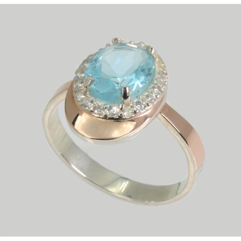 Срібна каблучка з золотими вставками