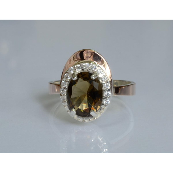 Серебряное кольцо с золотыми вставками (180к)