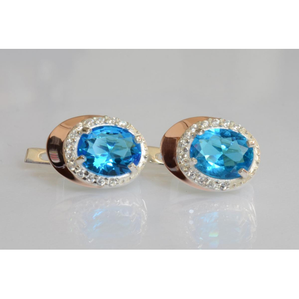 Серебряные серьги с золотыми пластинами (180с)