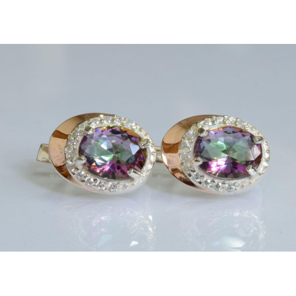 Серебряные серьги с золотыми пластинами (180с)