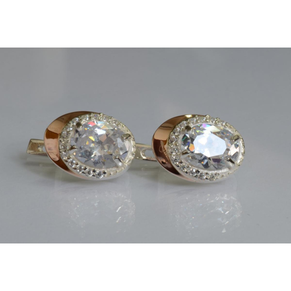 Серебряные серьги с золотыми пластинами (180с)