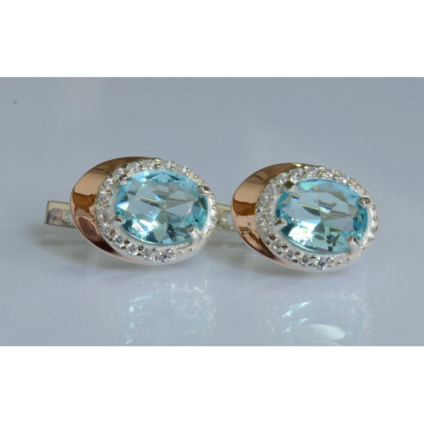 Серебряные серьги с золотыми пластинами (180с)