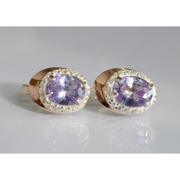 Серебряные серьги с золотыми пластинами (180с)