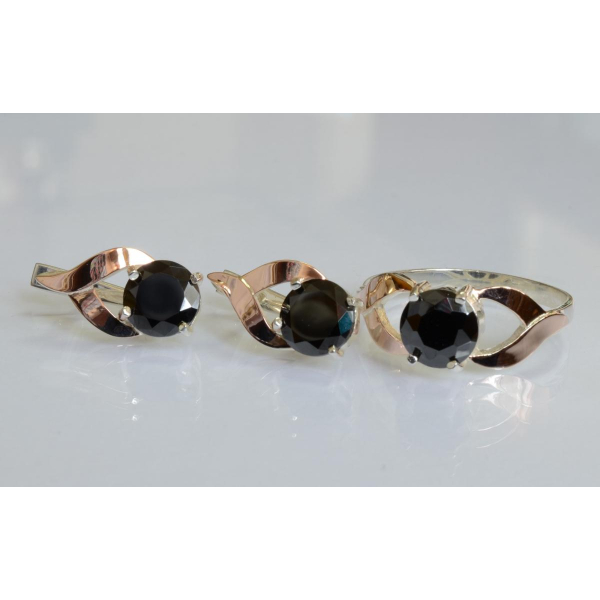 Серебряный набор с золотыми пластинами (181)