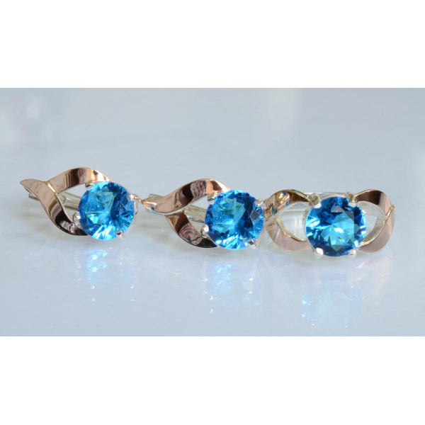 Серебряный набор с золотыми пластинами (181)