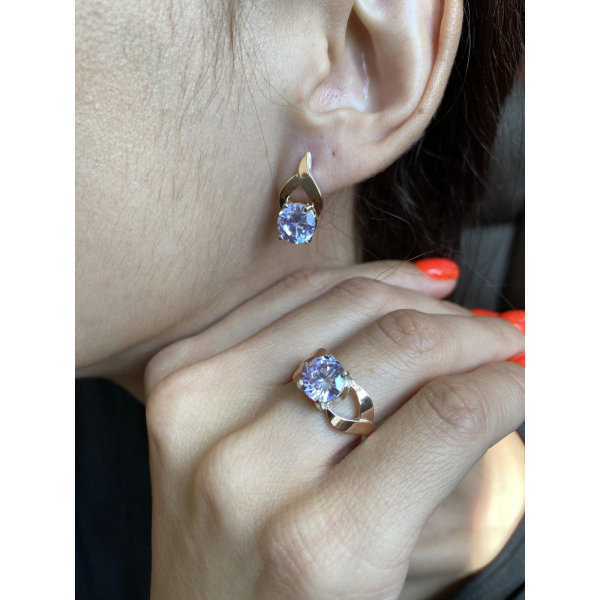 Серебряный набор с золотыми пластинами (181)