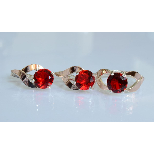 Серебряный набор с золотыми пластинами (181)