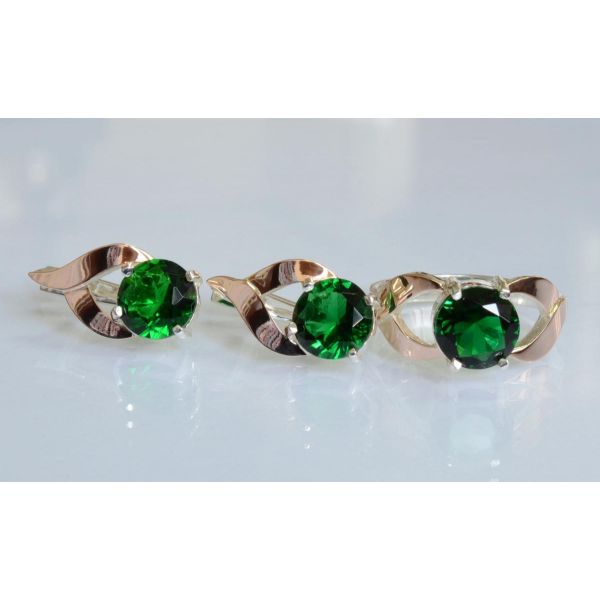 Серебряный набор с золотыми пластинами (181)