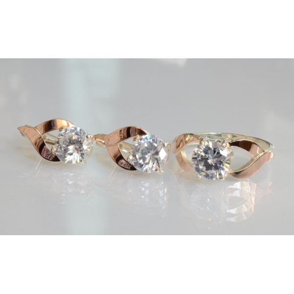 Серебряный набор с золотыми пластинами (181)