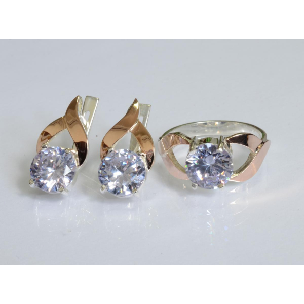 Серебряный набор с золотыми пластинами (181)