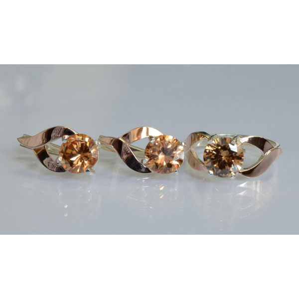 Серебряный набор с золотыми пластинами (181)