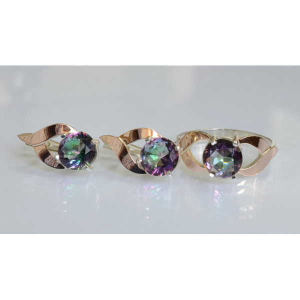 Серебряный набор с золотыми пластинами (181)