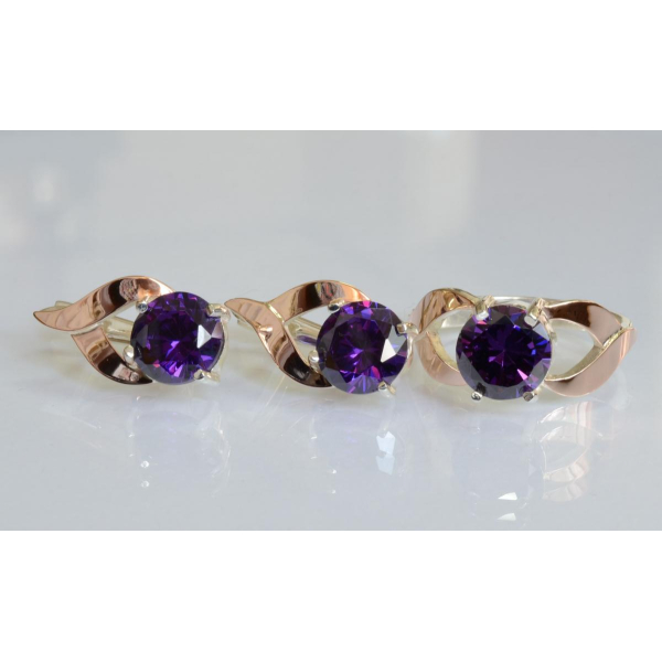 Серебряный набор с золотыми пластинами (181)