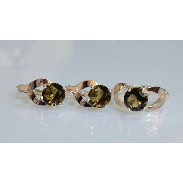 Серебряный набор с золотыми пластинами (181)