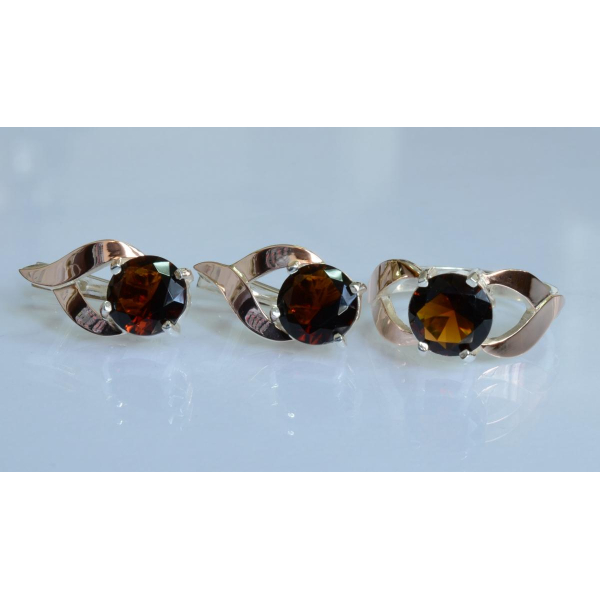 Серебряный набор с золотыми пластинами (181)