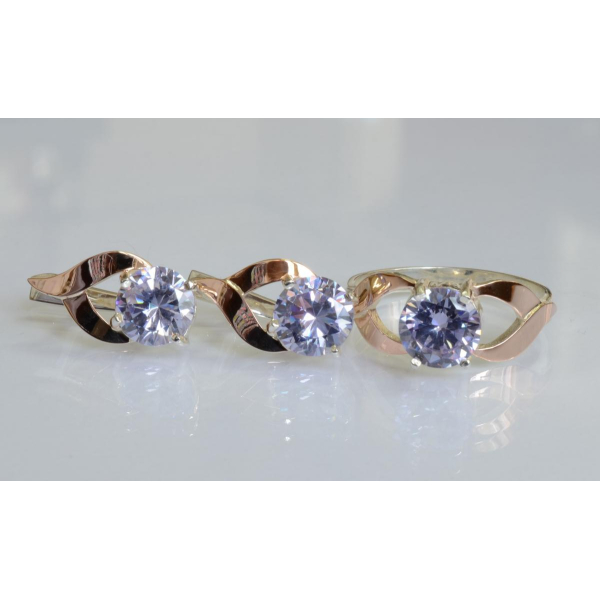 Серебряный набор с золотыми пластинами (181)