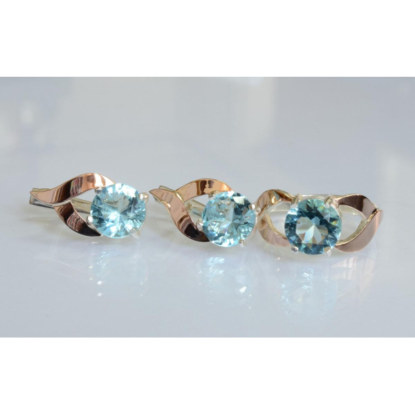 Серебряный набор с золотыми пластинами (181)