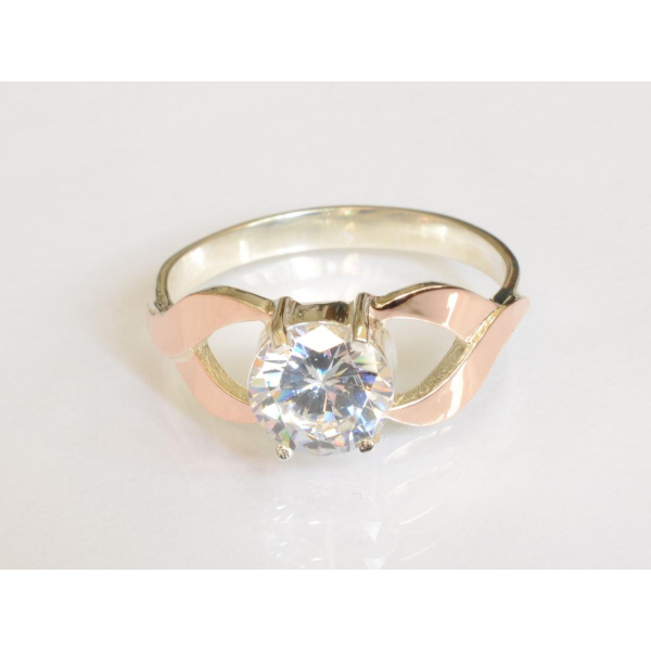 Серебряное кольцо с золотыми вставками (181к)