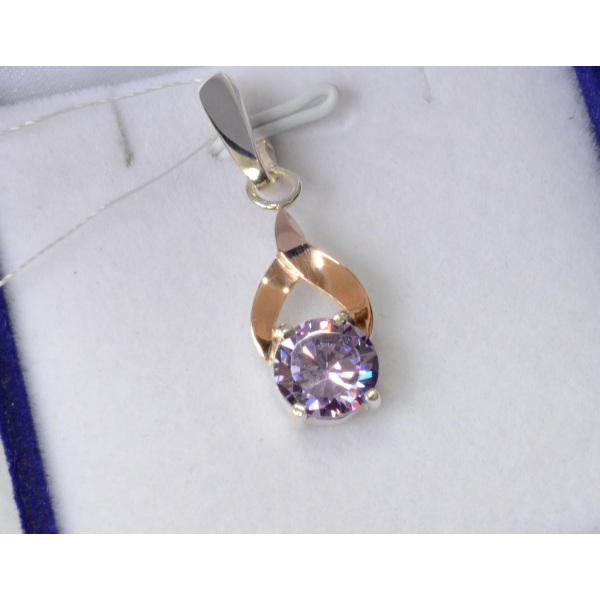 Серебряная подвеска с золотими вставками (181п)