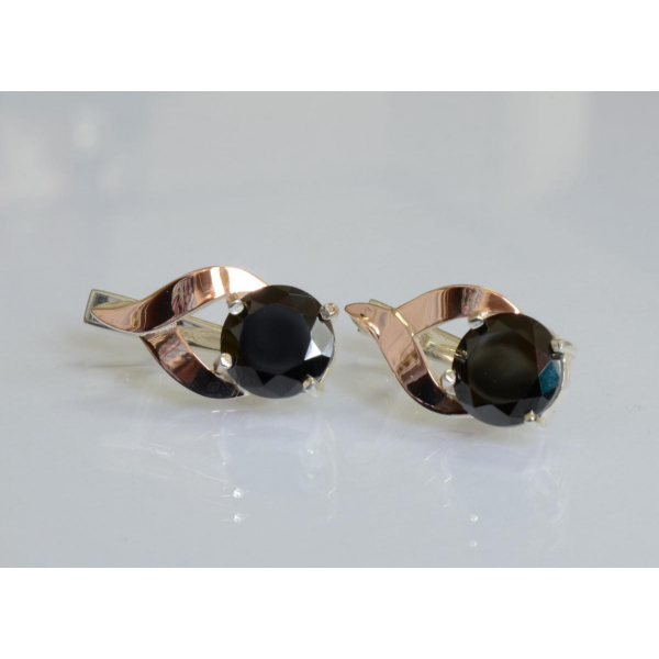 Серебряные серьги с золотыми пластинами (181с)