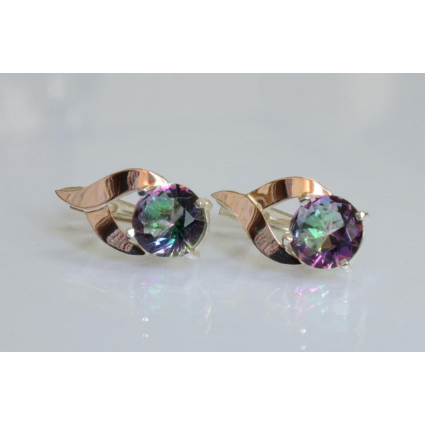 Серебряные серьги с золотыми пластинами (181с)