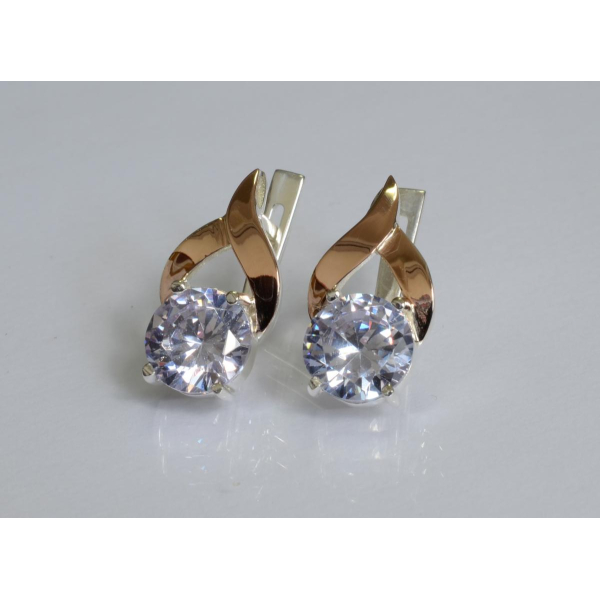 Серебряные серьги с золотыми пластинами (181с)