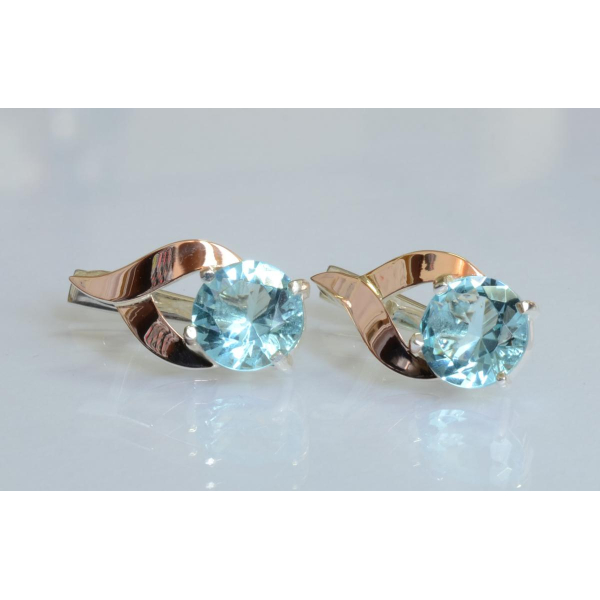 Серебряные серьги с золотыми пластинами (181с)