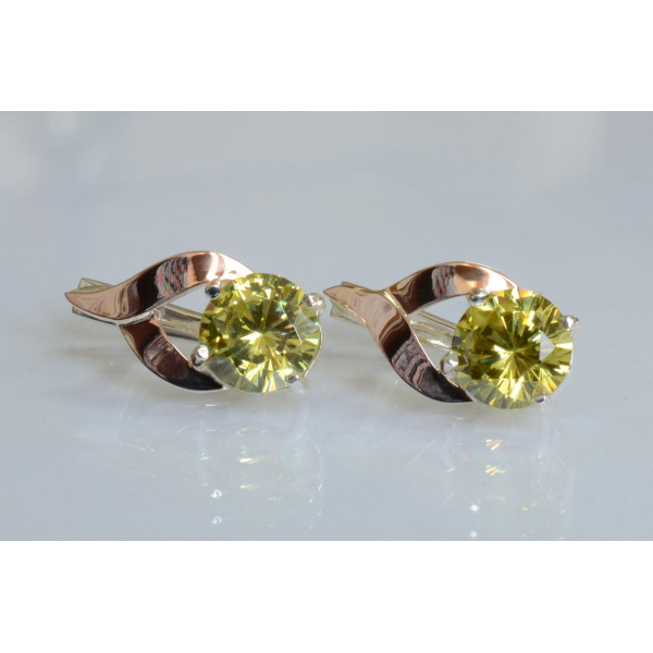 Серебряные серьги с золотыми пластинами (181с)