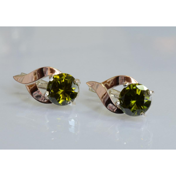 Серебряные серьги с золотыми пластинами (181с)