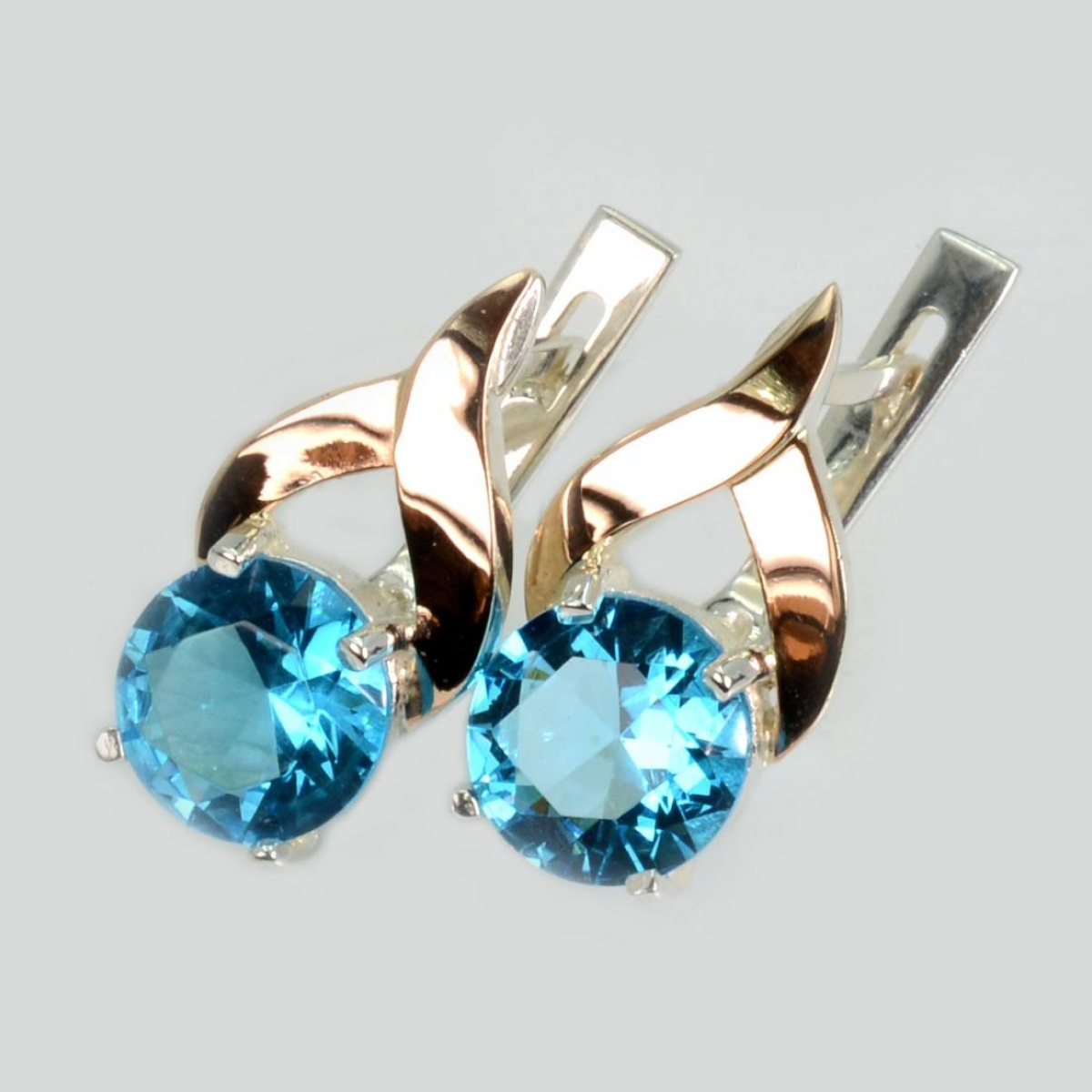 Серебряные серьги с золотыми пластинами (181с)