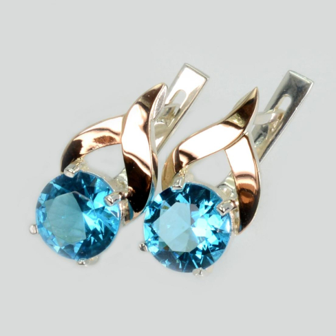 Серебряные серьги с золотыми пластинами