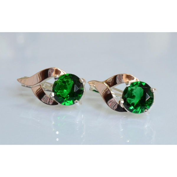 Серебряные серьги с золотыми пластинами (181с)