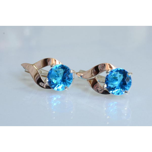 Серебряные серьги с золотыми пластинами (181с)