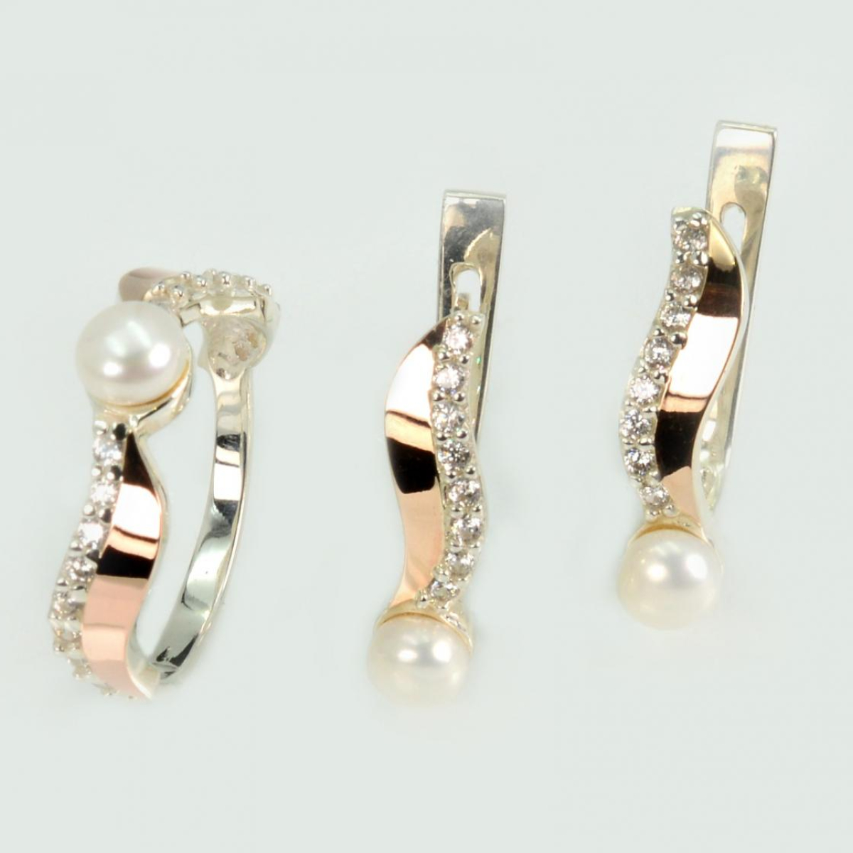 Серебряный набор с золотыми пластинами (182)