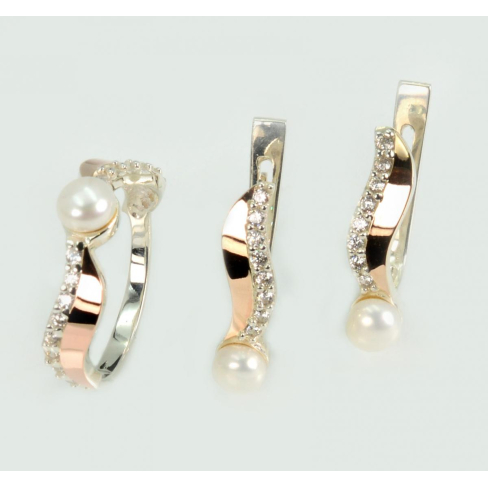 Срібний набір з золотими пластинами