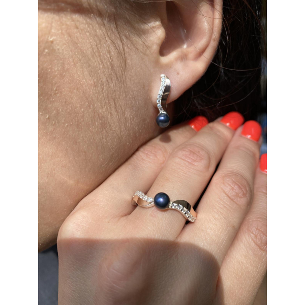 Серебряные серьги с золотыми пластинами (182с)