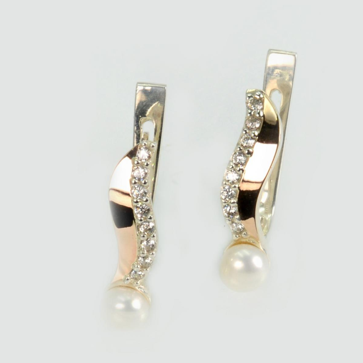 Серебряные серьги с золотыми пластинами (182с)