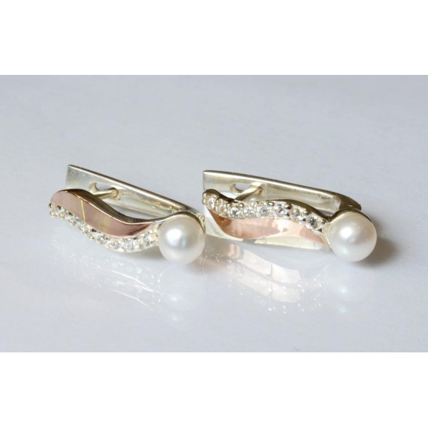 Серебряные серьги с золотыми пластинами (182с)