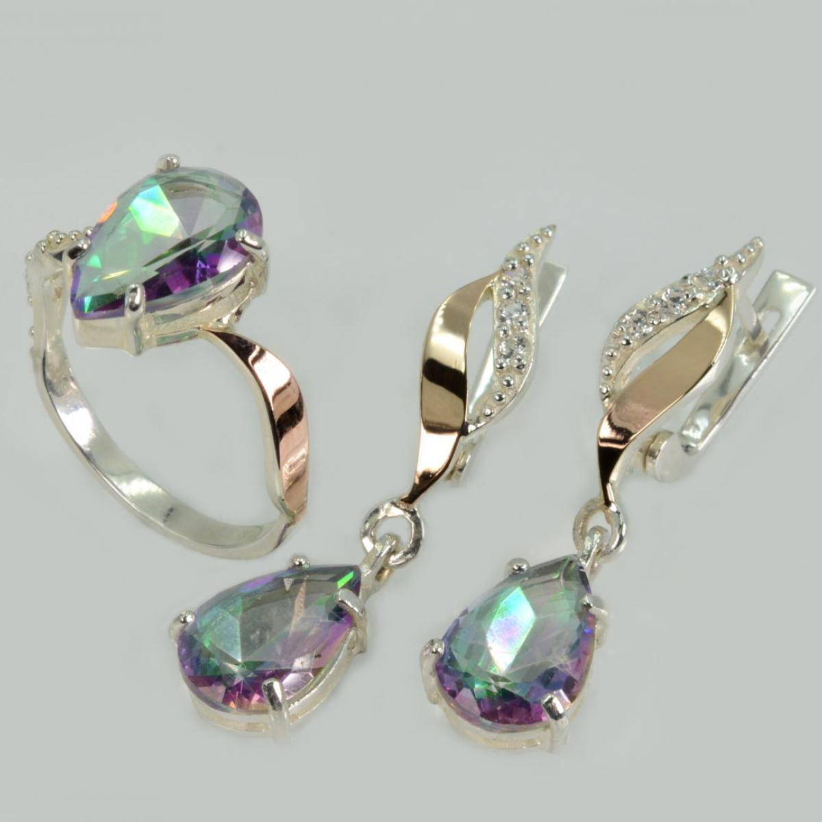 Серебряный набор с золотыми пластинами (183)