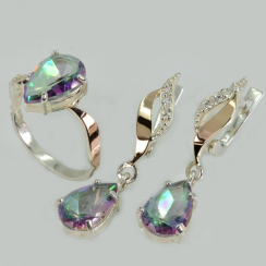 Серебряный набор с золотыми пластинами