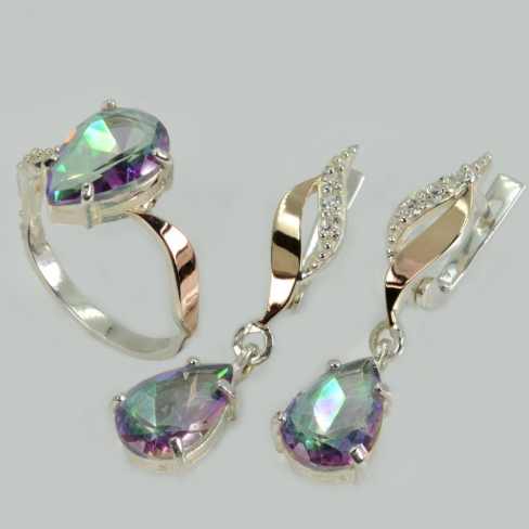 Серебряный набор с золотыми пластинами