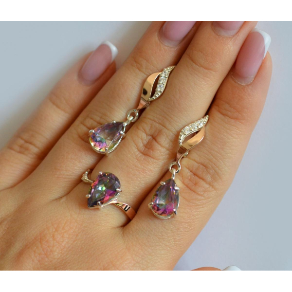 Серебряный набор с золотыми пластинами (183)