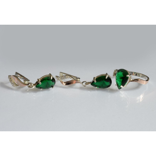 Серебряный набор с золотыми пластинами (183)