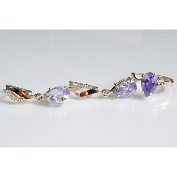 Серебряный набор с золотыми пластинами (183)